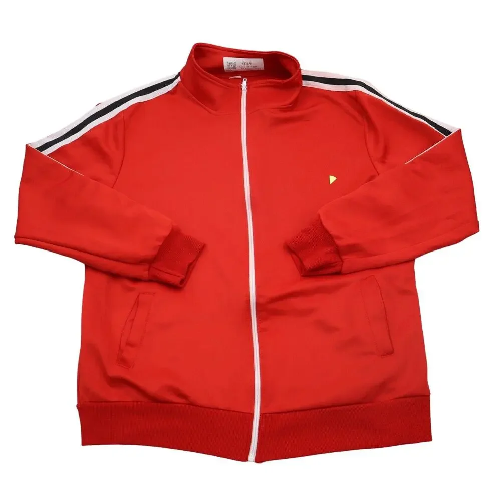 Casual Jacket Mens 3XL Red Long Sleeve High Neck Full Zip Banded Cuffs Outwear